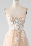 Robe de soirée Corset bustier champagne A-Line avec appliques