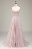 Tulle chérie rose clair robe de soirée avec corset