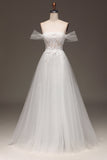 Robe de Soirée Corset Corset blanc à épaules dénudées avec des Appliques