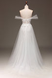 Robe de Soirée Corset Corset blanc à épaules dénudées avec des Appliques