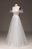 Robe de Soirée Corset Corset blanc à épaules dénudées avec des Appliques