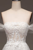 Robe de Soirée Corset Corset blanc à épaules dénudées avec des Appliques