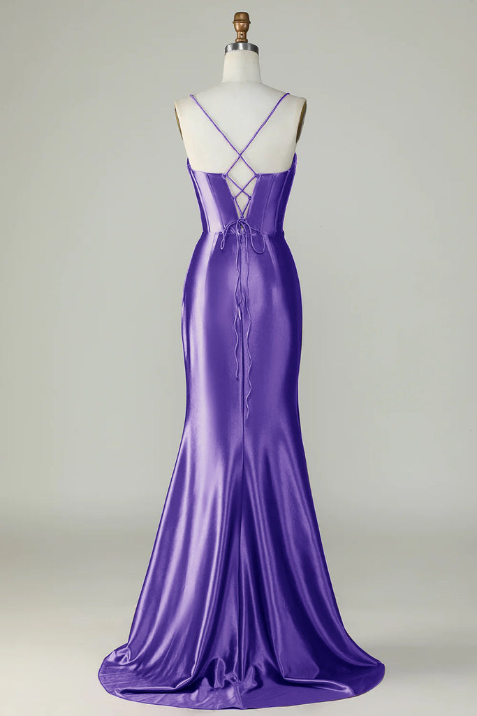 Robes d'invitées de mariage longues velours floral sirène sexy fente latérale bretelles spaghetti