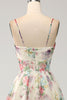 Charger l&#39;image dans la galerie, Robe de bal ivoire imprimée fleur trapèze avec fente