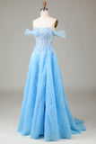 Robe de Soirée corset princesse à épaules dénudées avec fente