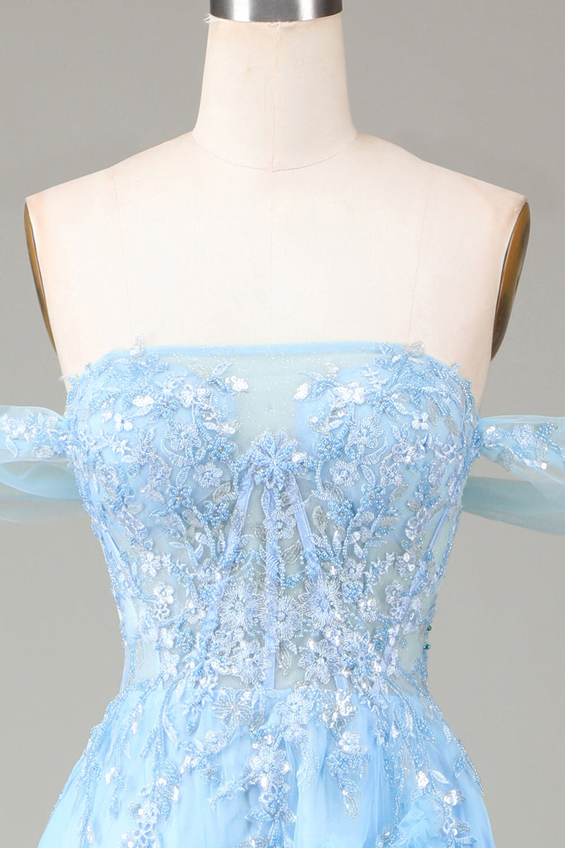 Charger l&#39;image dans la galerie, Robe de Soirée corset princesse à épaules dénudées avec fente