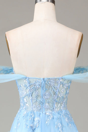 Robe de Soirée corset princesse à épaules dénudées avec fente