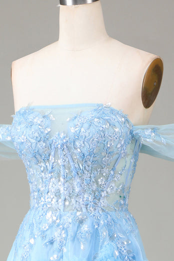Robe de Soirée corset princesse à épaules dénudées avec fente