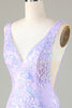 Charger l&#39;image dans la galerie, Robe de cocktail moulante Sparkly Lavender avec dos nu
