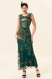 Gaine Col rond Vert foncé Amour Coeur Perlé Robe Gatsby des années 20