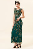 Gaine Col rond Vert foncé Amour Coeur Perlé Robe Gatsby des années 20