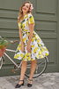 Charger l&#39;image dans la galerie, Vintage Lemon Print Robe Swing des années 1950