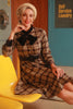 Charger l&#39;image dans la galerie, Coffee Gingham Vintage Robe des années 1950 avec manches