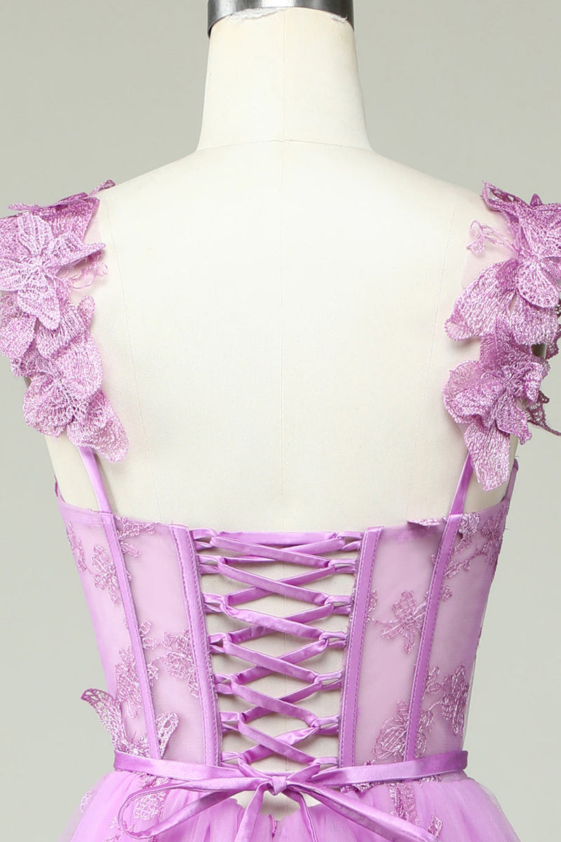 Charger l&#39;image dans la galerie, Purple A Line Papillons Appliques Robe de Soirée
