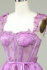 Charger l&#39;image dans la galerie, Mignon Une ligne chérie violet Corset Robe Cocktail avec Appliques