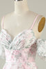 Charger l&#39;image dans la galerie, A-Line Cold Shoulder Flower Printed Robe de cocktail rose