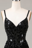 Robe de Soirée corset rouge paillettes miroir paillettes avec fente