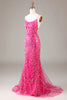 Charger l&#39;image dans la galerie, Paillettes rose vif &amp; robe de Soirée sirène perlée avec dos nu