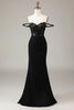 Charger l&#39;image dans la galerie, Robe de Soirée sirène scintillante noire à épaules dénudées