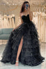 Charger l&#39;image dans la galerie, Robe de soirée Corset noir chérie à la mode avec volants
