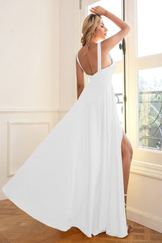 Simple A-ligne en mousseline de soie petite robe blanche