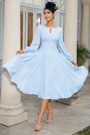 Robe de mère de la mariée en mousseline bleu ciel