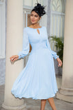 Robe de mère de la mariée en mousseline bleu ciel