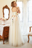 Élégante Robe de bal A Line Champagne Plus Taille avec Appliques
