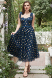 Navy Stars A-Line Robe de bal avec nœuds papillon