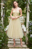 Charger l&#39;image dans la galerie, Spaghetti Jaunes Straps Tea Length Prom Dress