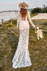 Charger l&#39;image dans la galerie, Ivory Mermaid Manches Longues Dentelle Boho Robe de mariée avec Sweep Train