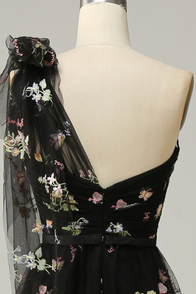 Robe De Soirée KAREN MILLEN Verte Et Noire à Une épaule - Taille 8 (36) - Occasion Très Bon état