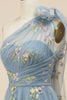 Charger l&#39;image dans la galerie, A-Line Gris Bleu Long Bal Robe avec Broderie