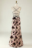 Charger l&#39;image dans la galerie, Bretelles Spaghetti Robe de demoiselle d’honneur florale avec dos à lacets