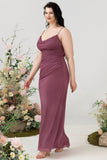 Gaine Spaghetti Straps Desert Rose Plus Taille Bridesmaid Robe avec dos ouvert