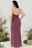 Gaine Spaghetti Straps Desert Rose Plus Taille Bridesmaid Robe avec dos ouvert