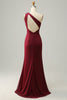 Charger l&#39;image dans la galerie, Une épaule Desert Rose Robe de demoiselle d’honneur longue avec fente