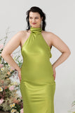 Gaine Dos Nu Vert Citron Taille Plus Robe d’invité de mariage