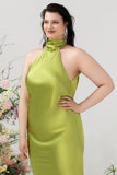 Gaine Dos Nu Vert Citron Taille Plus Robe d’invité de mariage