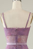 Charger l&#39;image dans la galerie, Robe de soirée violette imprimée A Line Corset