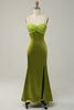Charger l&#39;image dans la galerie, Spaghetti fourreau Straps Robe de demoiselle d’honneur vert citron avec limon