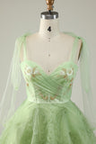 Robe de cocktail Sweetheart Vert A Line avec perles