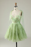 Robe de cocktail Sweetheart Vert A Line avec perles