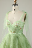 Robe de cocktail Sweetheart Vert A Line avec perles