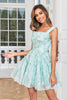 Charger l&#39;image dans la galerie, Mignon Une ligne bleue imprimée robe courte de cocktail