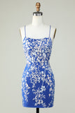 Bretelles spaghetti vert foncé Robe de retour Bodycon avec appliques