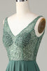 Charger l&#39;image dans la galerie, A-Line Perles Eucalyptus Robe de demoiselle d’honneur longue