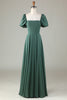 Charger l&#39;image dans la galerie, Mousseline de soie Manches A Line Robe de demoiselle d’honneur verte