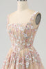 Charger l&#39;image dans la galerie, Luxueuse robe de soirée corset champagne à col carré avec appliques