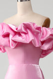 Sirène bustier rose robe de Soirée avec volants